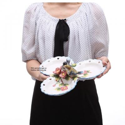 KHAY 3 NGĂN CAO CẤP HỌA TIẾT CHIM HOA